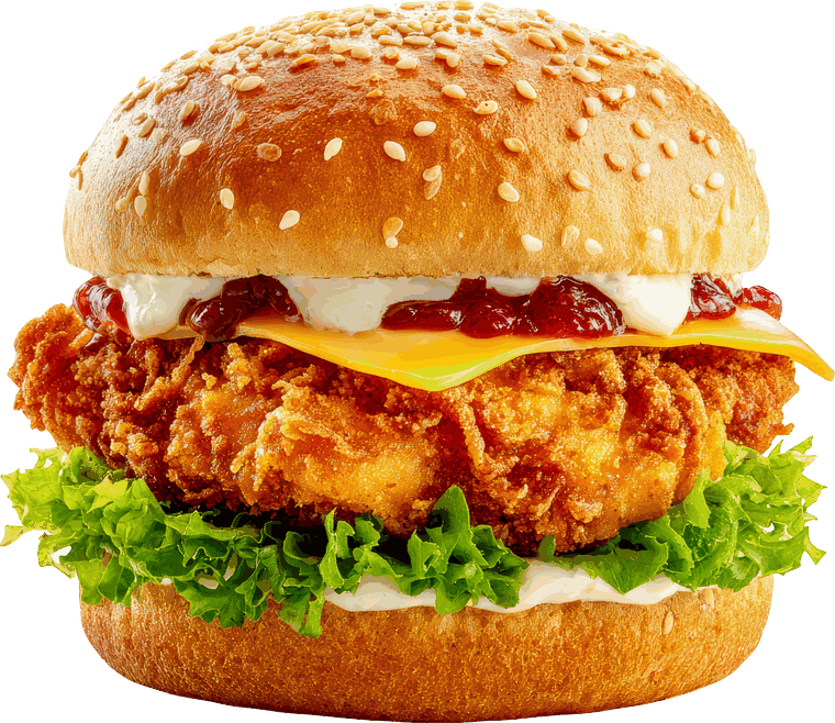Peri peri breast burger with salad and sauce